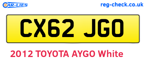 CX62JGO are the vehicle registration plates.