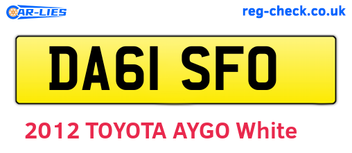 DA61SFO are the vehicle registration plates.