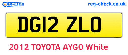 DG12ZLO are the vehicle registration plates.