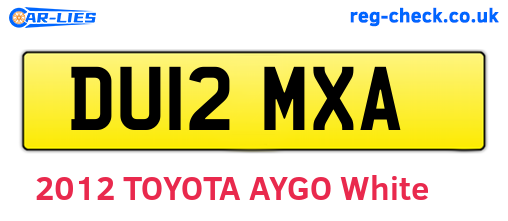 DU12MXA are the vehicle registration plates.