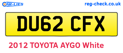 DU62CFX are the vehicle registration plates.