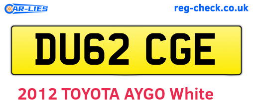 DU62CGE are the vehicle registration plates.