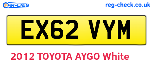 EX62VYM are the vehicle registration plates.