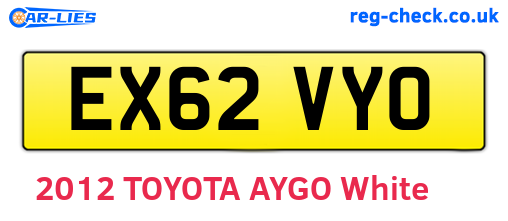 EX62VYO are the vehicle registration plates.
