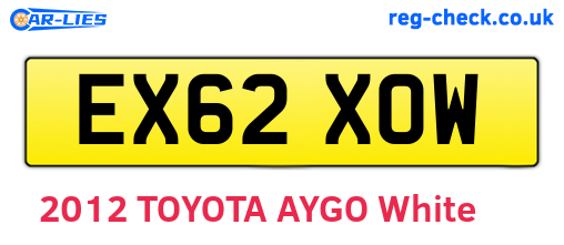 EX62XOW are the vehicle registration plates.