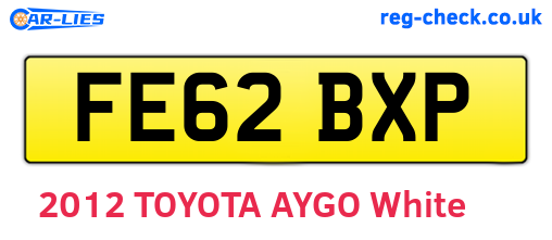 FE62BXP are the vehicle registration plates.