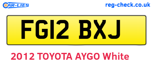 FG12BXJ are the vehicle registration plates.