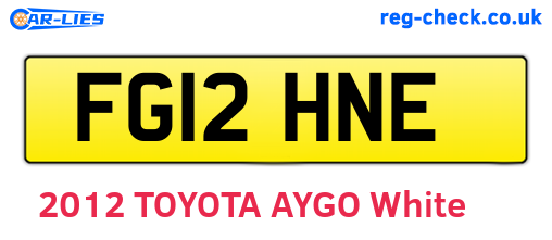 FG12HNE are the vehicle registration plates.