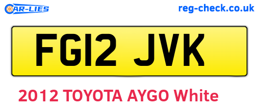 FG12JVK are the vehicle registration plates.