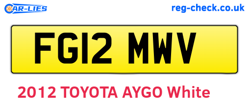 FG12MWV are the vehicle registration plates.