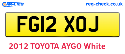 FG12XOJ are the vehicle registration plates.