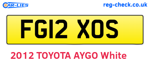 FG12XOS are the vehicle registration plates.