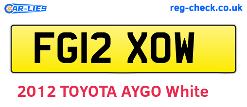 FG12XOW are the vehicle registration plates.