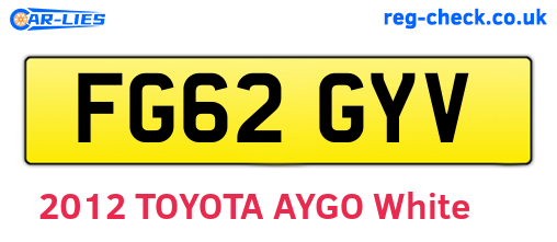 FG62GYV are the vehicle registration plates.