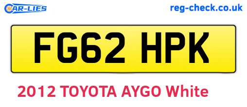 FG62HPK are the vehicle registration plates.