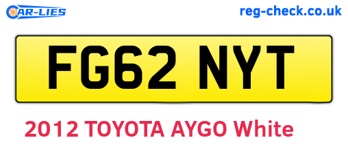 FG62NYT are the vehicle registration plates.