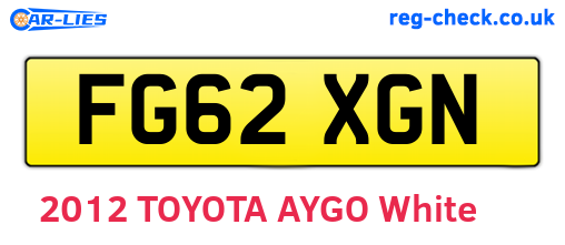FG62XGN are the vehicle registration plates.
