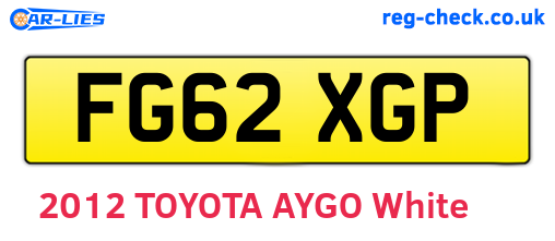 FG62XGP are the vehicle registration plates.