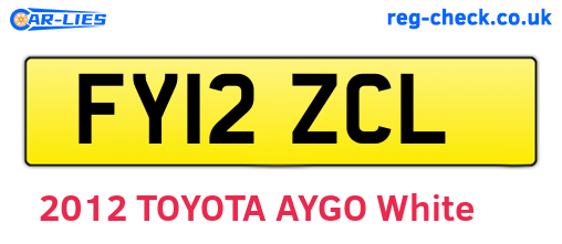 FY12ZCL are the vehicle registration plates.