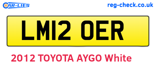LM12OER are the vehicle registration plates.