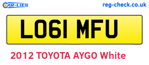 LO61MFU are the vehicle registration plates.