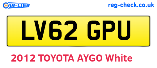 LV62GPU are the vehicle registration plates.