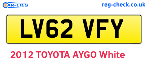 LV62VFY are the vehicle registration plates.