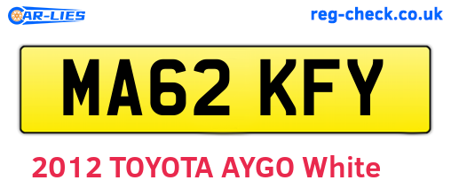 MA62KFY are the vehicle registration plates.