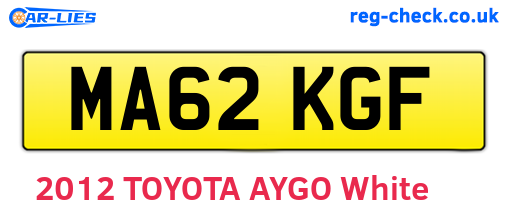 MA62KGF are the vehicle registration plates.