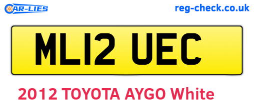 ML12UEC are the vehicle registration plates.