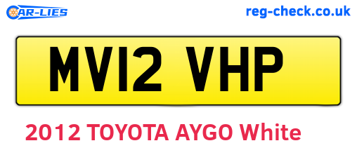 MV12VHP are the vehicle registration plates.