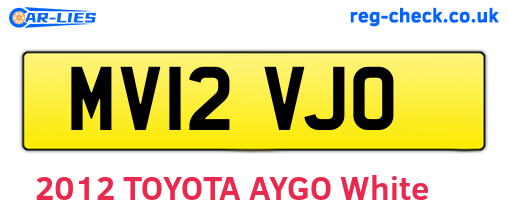 MV12VJO are the vehicle registration plates.