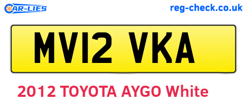 MV12VKA are the vehicle registration plates.