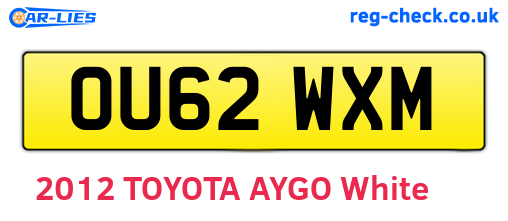 OU62WXM are the vehicle registration plates.