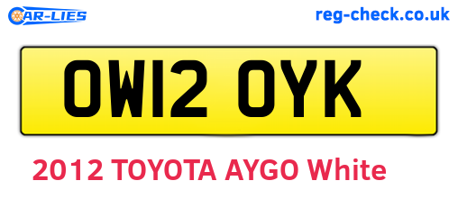 OW12OYK are the vehicle registration plates.