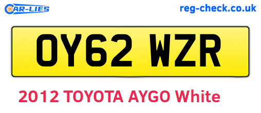 OY62WZR are the vehicle registration plates.