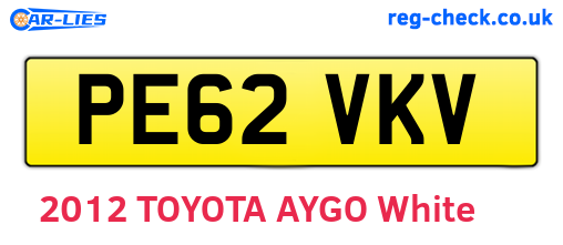 PE62VKV are the vehicle registration plates.