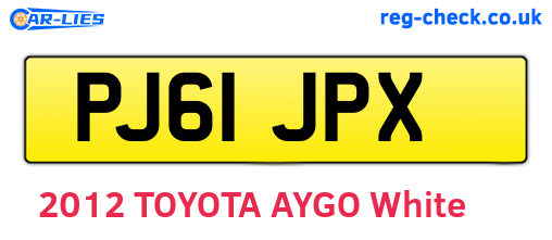 PJ61JPX are the vehicle registration plates.