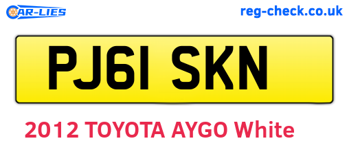 PJ61SKN are the vehicle registration plates.