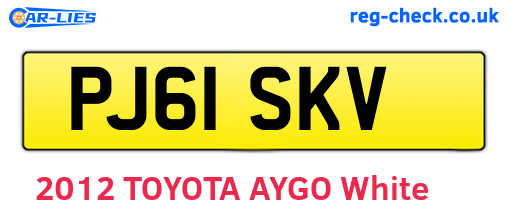 PJ61SKV are the vehicle registration plates.