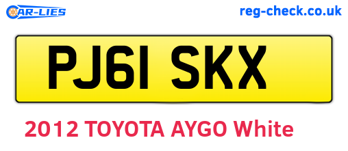 PJ61SKX are the vehicle registration plates.