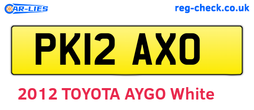 PK12AXO are the vehicle registration plates.
