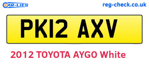 PK12AXV are the vehicle registration plates.
