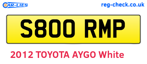 S800RMP are the vehicle registration plates.