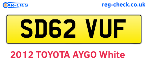 SD62VUF are the vehicle registration plates.