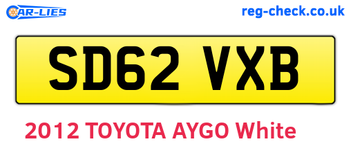 SD62VXB are the vehicle registration plates.