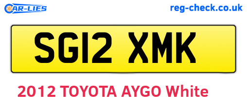 SG12XMK are the vehicle registration plates.