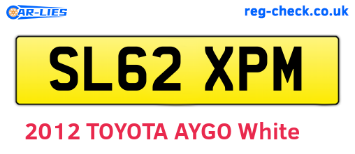 SL62XPM are the vehicle registration plates.
