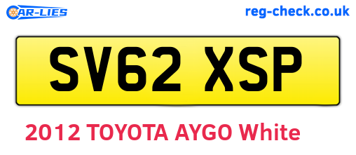 SV62XSP are the vehicle registration plates.