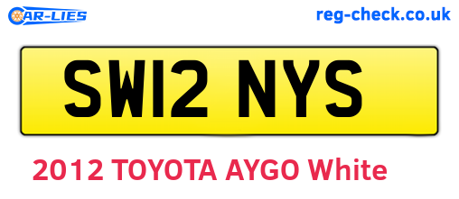 SW12NYS are the vehicle registration plates.